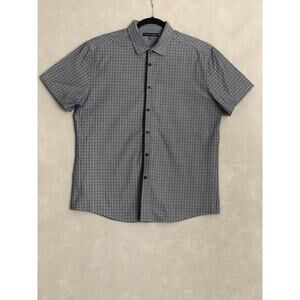 Vince Camuto Men's Large Short Sleeve Button-Shirt Blue